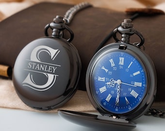 Reloj de bolsillo personalizado para papá / Reloj de bolsillo grabado / Regalo de graduación para hijo / Padre de los regalos de novia y novio / Regalo para hombres