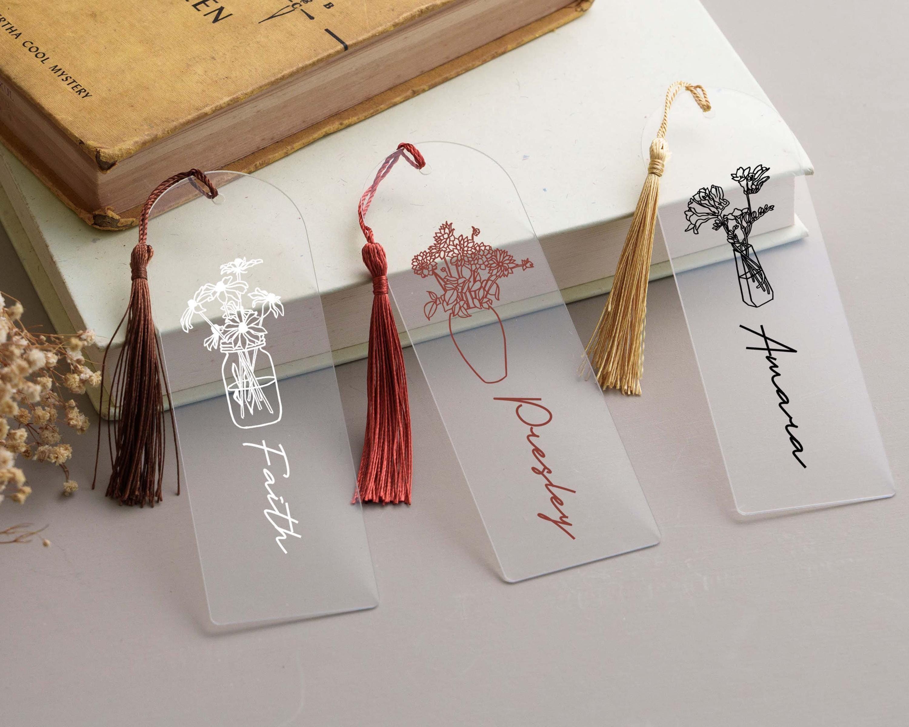 Birth Flower Acrylic Bookmark, Gift for Her, Custom Bookmark With ...