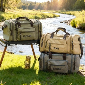 Plunjezak voor bruidsjonkers, beste cadeau vader, geborduurde tas getuige, weekendtas voor heren, gepersonaliseerde tas, reistas met monogram [T]