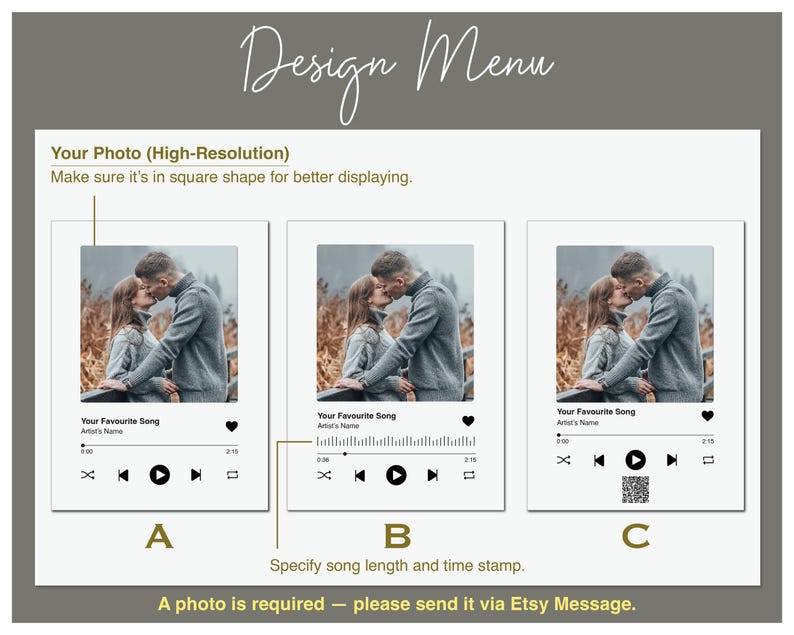 Personalized Music Plaque with Wood Stand: Custom Couple Picture Song Code Sign image 2