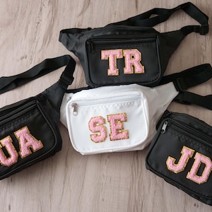 Bauchtaschen für Mädchen, Chenille Aufnäher DIY Set, Geschenk für Sie, Nylon Bauchtasche, Chenille Buchstaben Aufnäher, Brautjungfer Geschenk, Bauchtasche