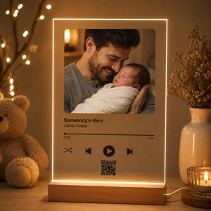 Personalized Music Plaque with Wood Stand: Custom Couple Picture Song Code Sign image 17