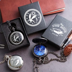Conjunto de Relógios de Bolso Personalizados com Gravação para Padrinhos (4, 5, 6, 7 ou 8 unidades) - Presente Ideal para Ele - Conjunto Completo de Relógios de Bolso para Padrinhos