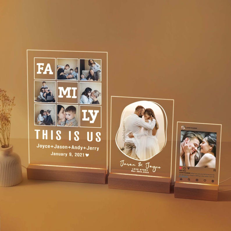 Personalized Music Plaque with Wood Stand: Custom Couple Picture Song Code Sign image 10
