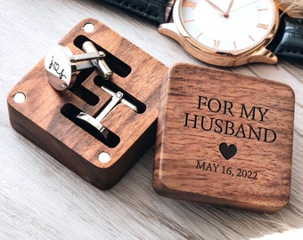 Wedding Day Gift for Husband | Custom Engraved Metal Cufflinks | Groomsmen Gifts | Personalized Gifts for Him | Engraved Cuff Links