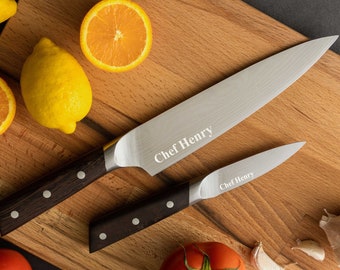 Engraved Chef Knife Set | Personalized 8" Chef Knife | Birthday Gifts for Dad | Anniversary Gifts for Husband | Kitchen Knife for Women