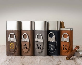 Personalized Cigar Case | Groomsmen Gifts | Custom Engraved Cigar Holder | Cigar Travel Case | Leather Cigar Holder | Gift for him