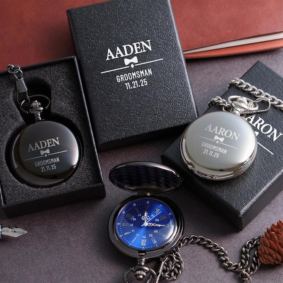 Personalized Pocket Watch for Him, Best Dad Gift, Groomsmen Gift, Engraved Pocket Watch, Father of the Bride & Groom Gifts