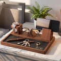 Custom Acacia Valet Tray, Wooden Bedside Organizer Smart Watch Charging Docking Station [N]