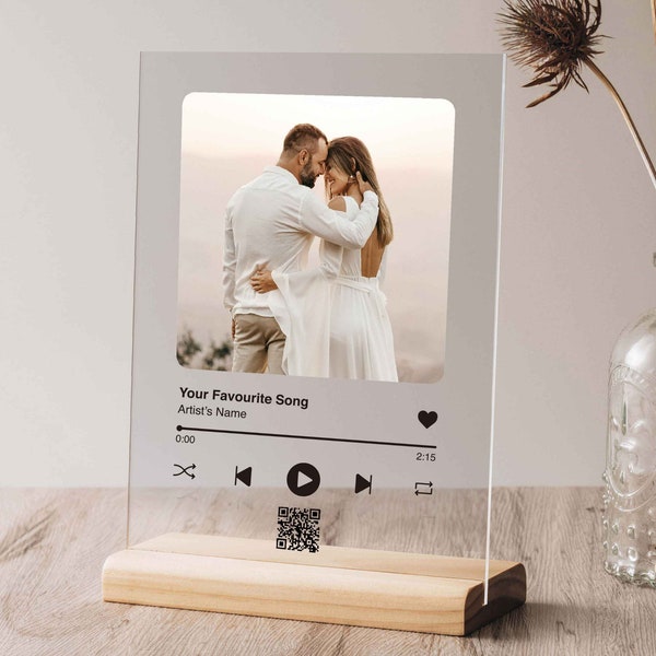 Personalized Song Plaque with Stand | Custom Photo Acrylic Music Plaque | Birthday Gifts for Him& for Her | Wedding Decor | Anniversary Gift