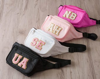 Nylon Fanny Pack, Gifts for Mom, Bachelorette Bag, Chenille Patch Fanny Packs, Chenille Letters Patch, Bridesmaid Proposal Gift
