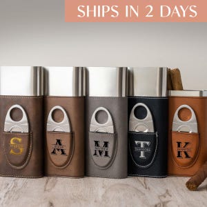 Gegraveerde sigarenkoker, vaderdagcadeau, cadeaus bruidsjonkers, gepersonaliseerd cadeau, aangepaste sigarenhouder, sigarenreisetui, leren sigarenhouder