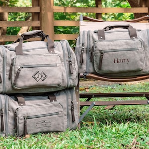 Set of 4, 5, 6 Groomsmen Duffle Bags, Weekender Bag for Men, Custom Carry on Overnight Bag, Travel Gift, Personalized Bag, Monogram Bag