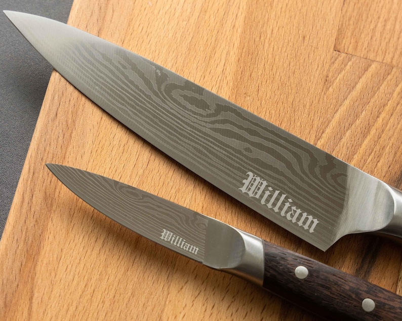 Custom 8 Inch Engraved Chef Knife, Gifts for Dad, Fathers Day Gift, Personalized Stainless Steel Kitchen Knife [R] image 3
