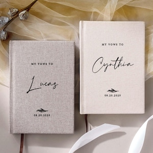 Wedding Vow Books, Set of 2 Personalized Vow Booklets , Hard Cover  Book , Engagement Gifts for Bride Groom , Luxury Speech Notebook