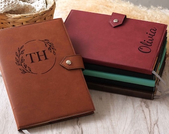 Personalized Leather Journal for Women | Custom Engraved Leather Notebook | Teacher Appreciation Gifts | Travel Journal | Office Gifts