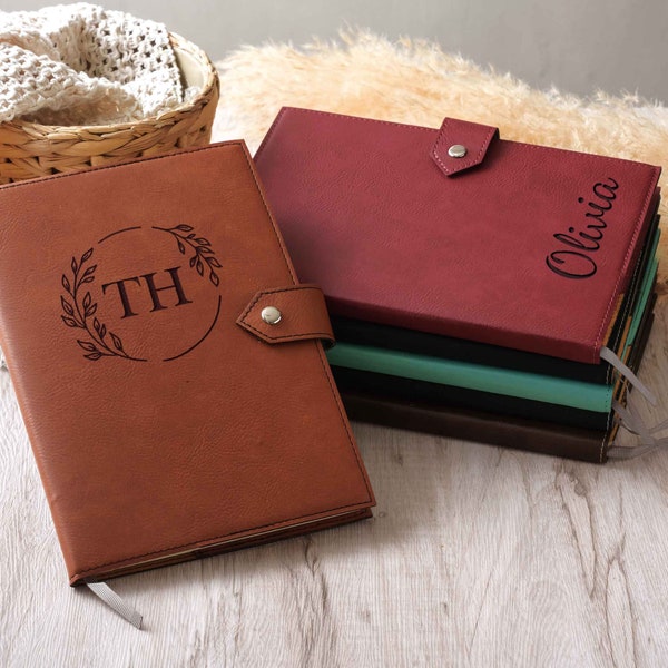 Personalized Leather Journal for Women | Custom Engraved Leather Notebook | Teacher Appreciation Gifts | Travel Journal | Office Gifts