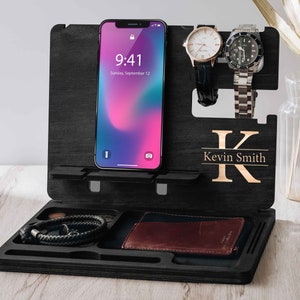 Personalized Docking Station | Valentines Day Gifts for Husband, Boyfriend | Desk Organizer | Custom Fathers Day Gift | Gift for Men