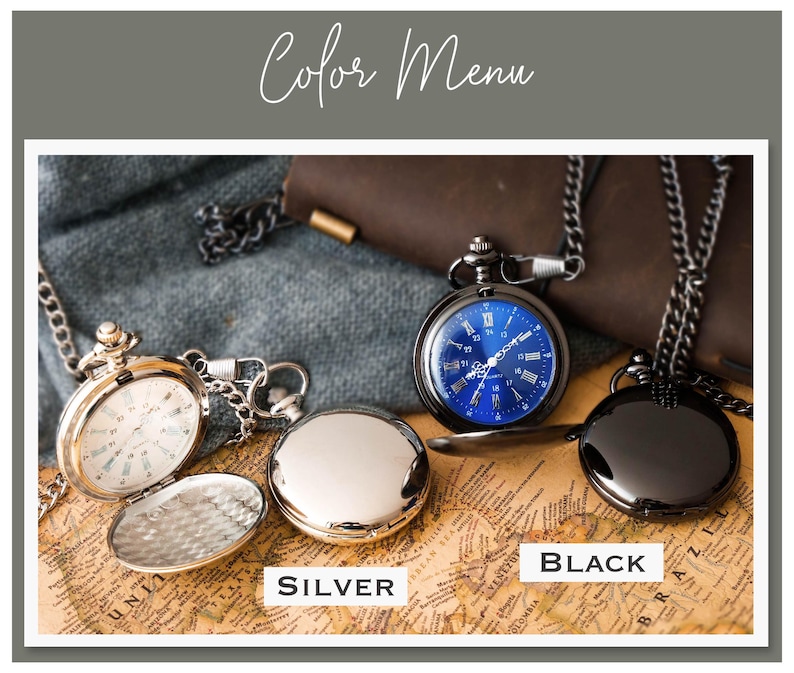 a collection of pocket watches in various colors, including silver, black, and blue, arranged on a map background.