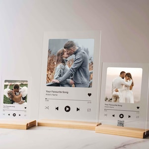 Personalized Music Plaque with Wood Stand: Custom Couple Picture Song Code Sign image 8