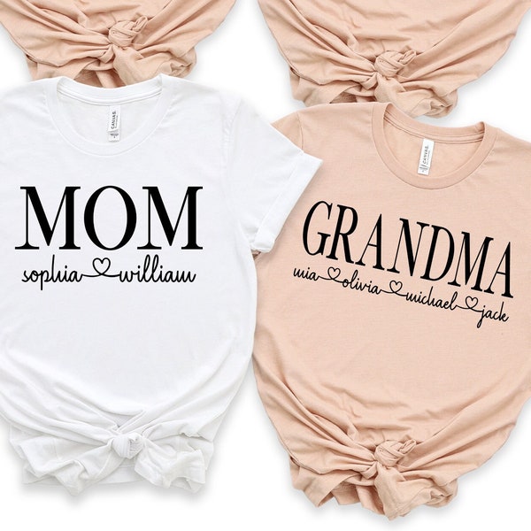 Mom Shirt, Personalized Mom Shirt, Gift For Mom, Gift For Grandma, Mom Shirt Kids Names Shirt, Grandma Shirt, Shirt With Kids Names