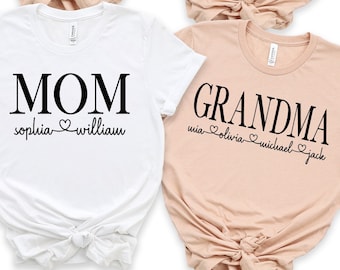 Personalized Mom Shirt: Custom Kids Names, Grandma T-Shirt