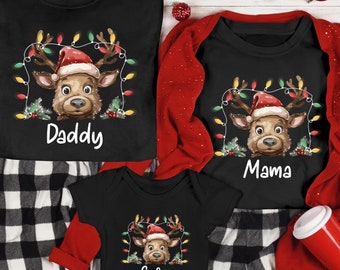 Personalized Reindeer Family Christmas Shirt: Custom Name Xmas Tee