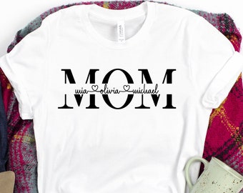 Custom Mom Shirt with Kids Names, Personalized Mother's Day Gift