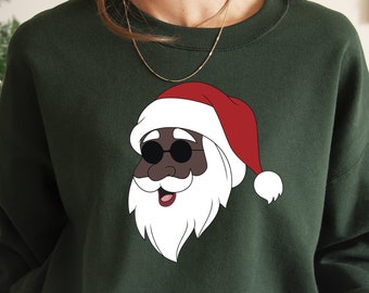 Zwart kersttrui kerstman: melanine shirts voor de hele familie