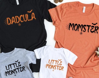 Camisetas de Halloween a juego para mamá y papá: Camisetas de monstruos familiares