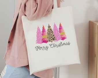 Christmas Tree, Merry Christmas Tote Bag, Christmas Gift Bag, Holiday Gifts for Women, Christmas Gift, Canvas Tote Bag, Santa Bag
