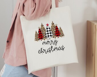 Christmas Tree, Merry Christmas Tote Bag, Christmas Gift Bag, Holiday Gifts for Women, Christmas Gift, Canvas Tote Bag, Santa Bag