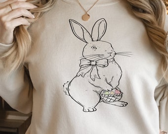 Cute Bunny Sweatshirt, Easter Sweatshirt, Easter Shirt, Floral Bunny Shirt, Easter Matching Sweatshirt, Easter Bunny