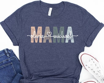 Custom Mama Shirt, Mom Shirt With Names, Personalized Mama T-shirt, Custom Mama Shirt, Mother's Day Shirt, Mama With Children Names Tee