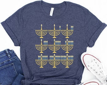 Hanukkah Menorah Shirt,Happy Hanukah Shirt, Chanukah Jewish Holiday Celebration, Jewish Shirt, Holiday Hanukkah Shirt, Hanukkah Gift for Her