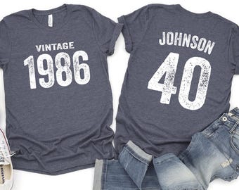 Vintage 1986 Birthday Tee: Custom 40th Birthday Shirt