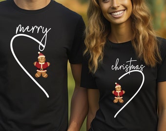 Grappig bijpassend shirt voor kerstpaar: peperkoek-T-shirt voor de feestdagen