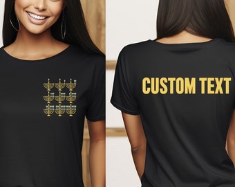 Gepersonaliseerde Chanoeka-menorashirt: gepersonaliseerd Joods vakantie-T-shirt
