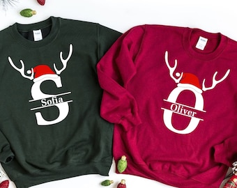 Personalized Family Christmas Sweatshirt: Custom Name Holiday Couple Sweaters