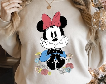 Retro Minnie Mouse Disney Sweatshirt: Disneyland Holiday Family Matching Shirts