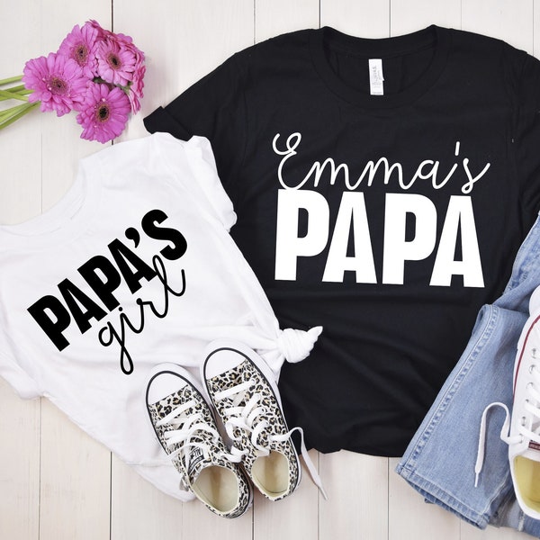 Papa and Papa's Girl Shirts, Matching Papa Shirt, Papa Father's Day Gift, Papa Shirt with Kids Name, Papa's Girl Shirt, Custom Papa Gift