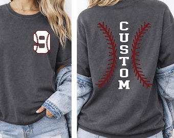 Comfort Colors Custom Baseball Name & Number T-Shirt, Personalized Baseball Team Shirt