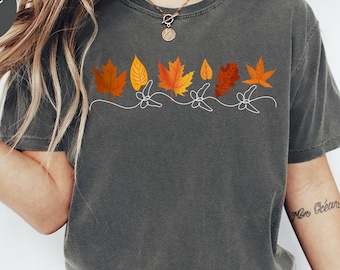 Fall Leaves Graphic T-Shirt: Comfort Colors Autumn Apparel
