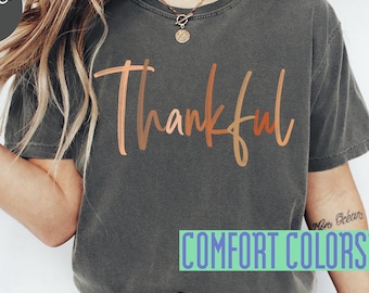 Thankful Comfort Colors T-Shirt - Women's Thanksgiving Fall Shirt