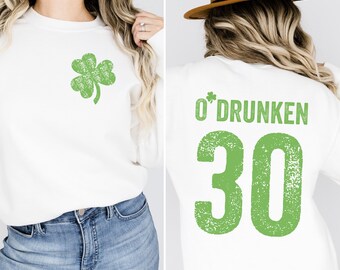 Personalized Name St Patricks Sweatshirt: Distressed Shamrock Hoodie, Custom Irish Sweater