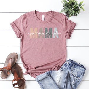 Custom Mama Shirt, Mom Shirt With Names, Personalized Mama T-shirt, Custom Mama Shirt, Mother's Day Shirt, Mama With Children Names Tee image 3