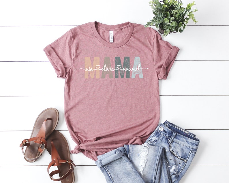 Custom Mama Shirt, Mom Shirt With Names, Personalized Mama T-shirt, Custom Mama Shirt, Mother's Day Shirt, Mama With Children Names Tee image 3