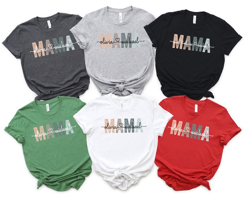 Custom Mama Shirt, Mom Shirt With Names, Personalized Mama T-shirt, Custom Mama Shirt, Mother's Day Shirt, Mama With Children Names Tee image 2