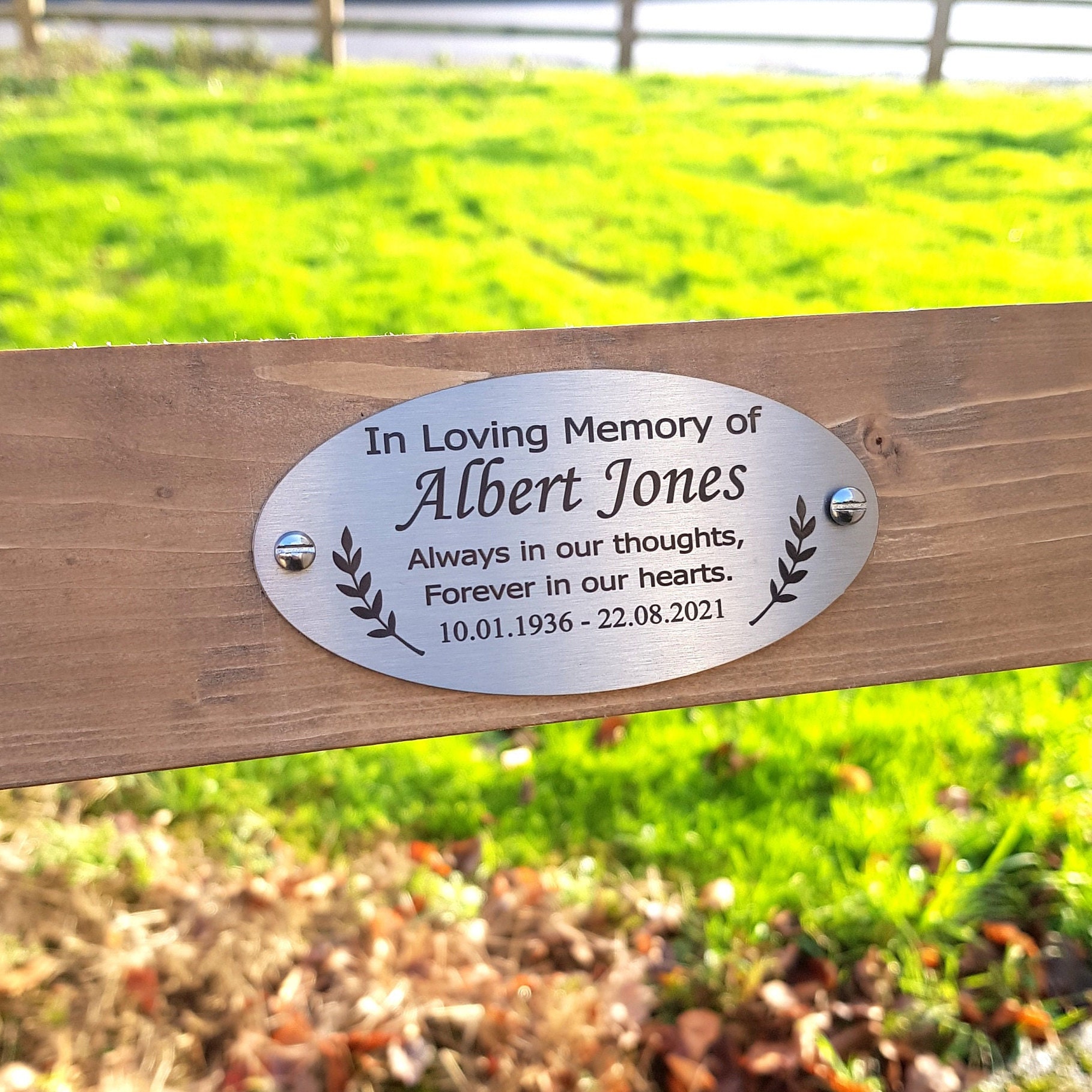 Metal Memorial Bench Plaque, in Loving Memory Of Remembrance Bench