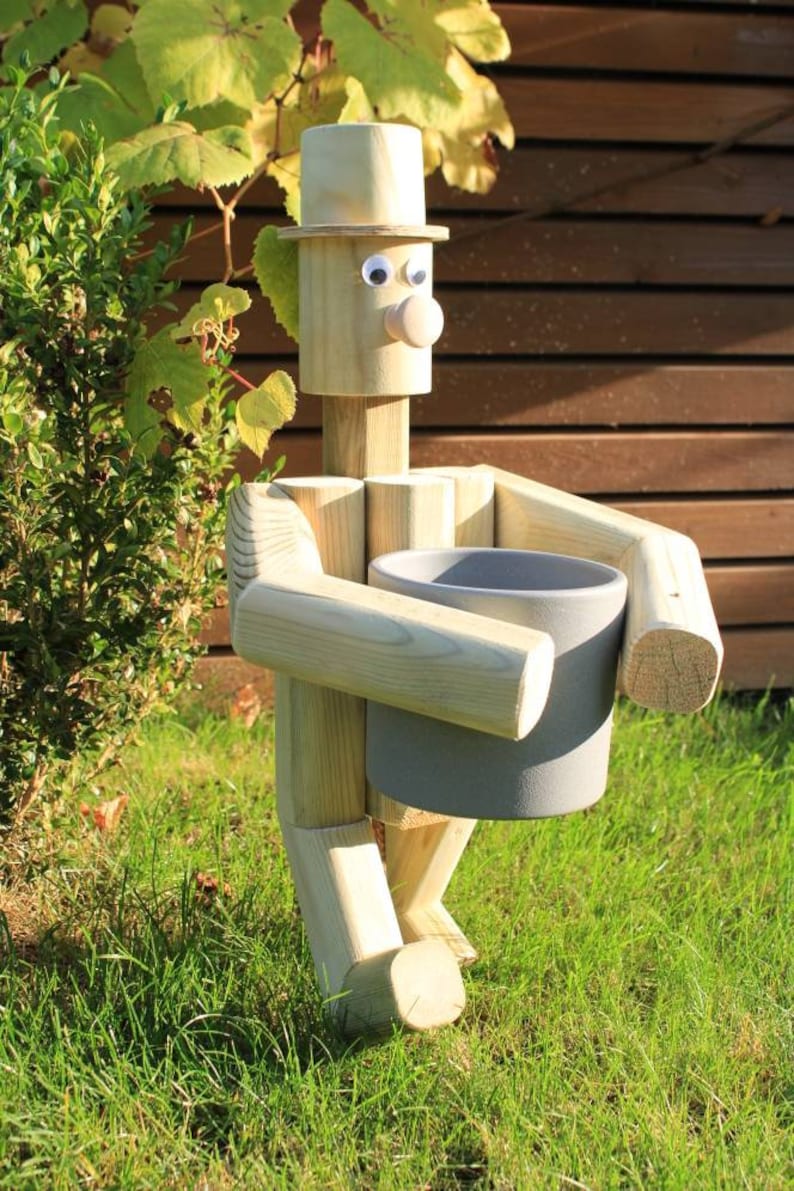 Gartendeko Blumenständer Garten Holzmännchen Holzfigur Etsy.de